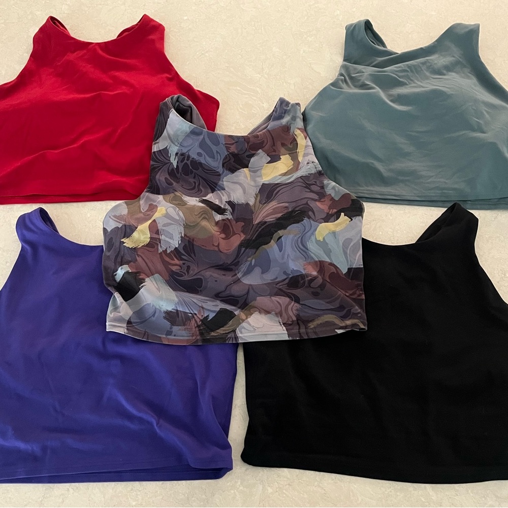 Set of 5 Athleta Conscious Crop Bra, A-C cup size Medium.